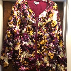 Ava & Viv lightweight zippered floral jacket 4x EUC